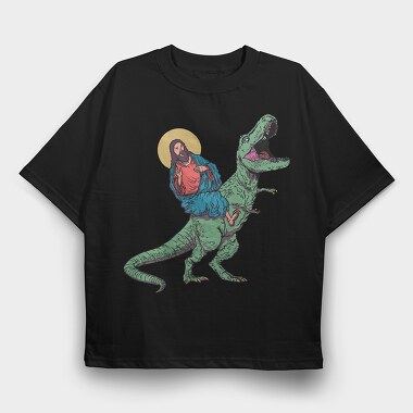 Jesus Trex, Tricou Oversize Barbati (Unisex)