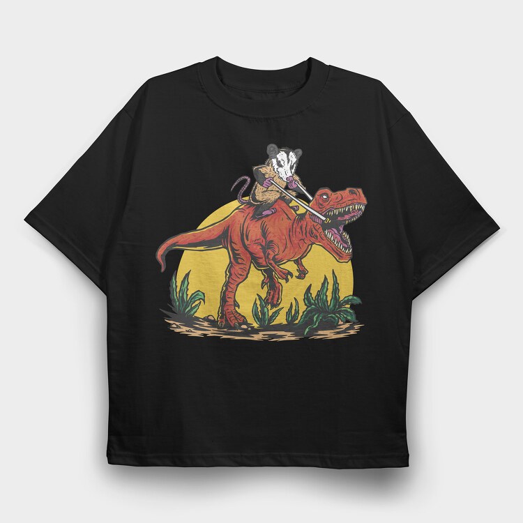 Opossum Trex, Tricou Oversize Barbati (Unisex)