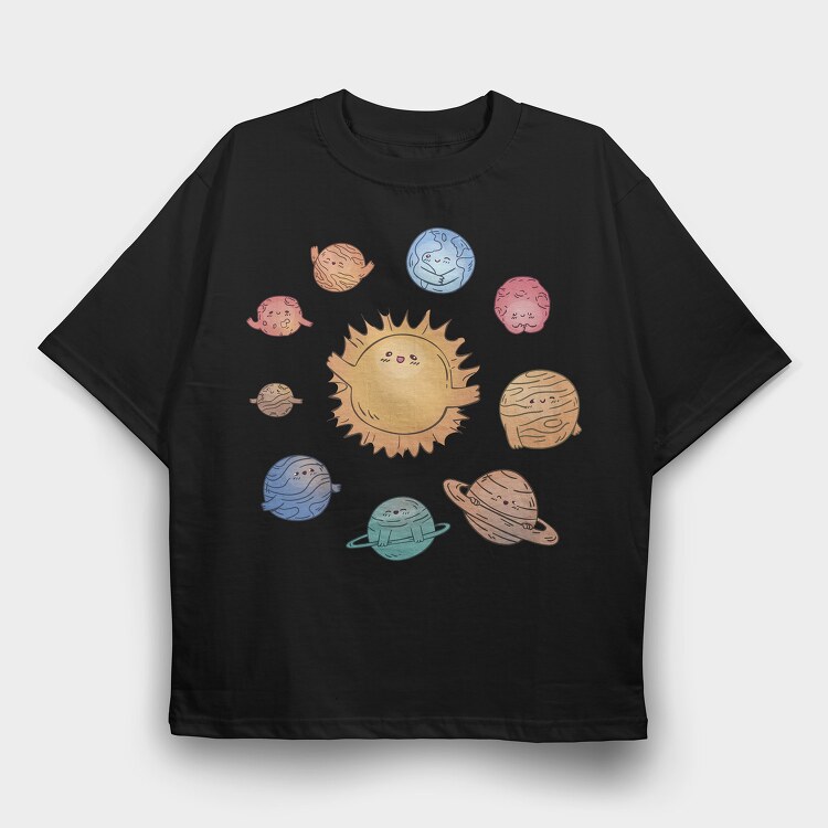 Kawaii Solar System, Tricou Oversize Barbati (Unisex)