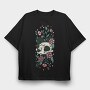Flowers Cat Skull, Tricou Oversize Barbati (Unisex)