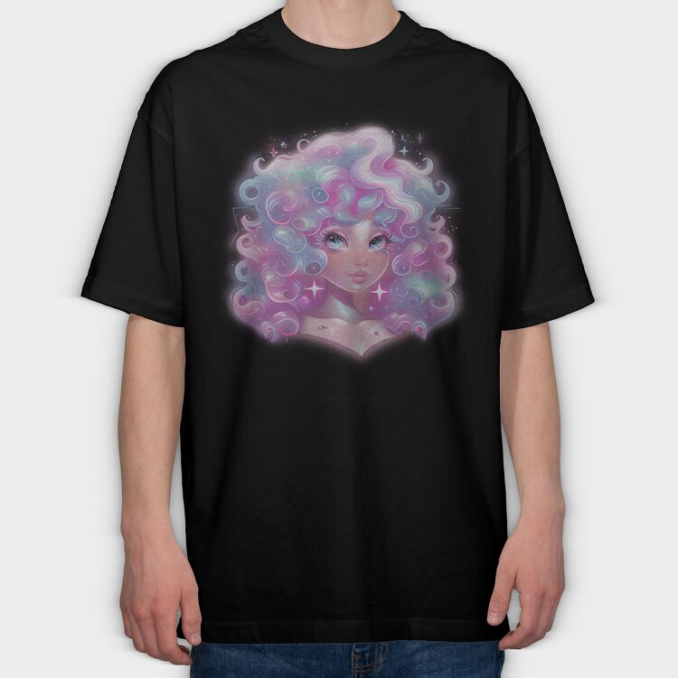 Cosmic Girl Portrait, Tricou Oversize Barbati (Unisex)