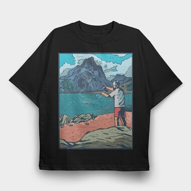 Fly Fisherman, Tricou Oversize Barbati (Unisex)