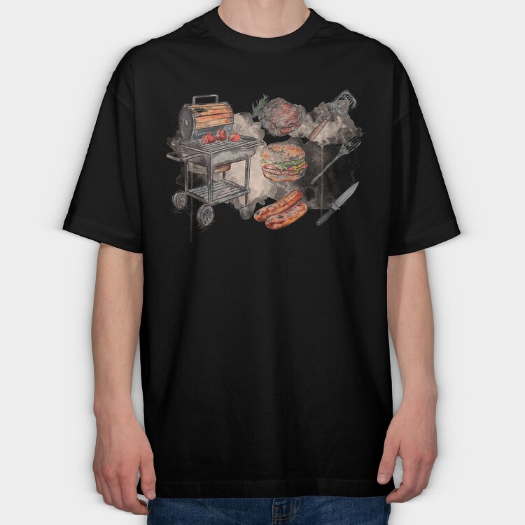 BBQ Elements, Tricou Oversize Barbati (Unisex)