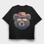 bear face with sunglasses, Tricou Oversize Barbati (Unisex)