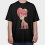 Giraffe Baby Heart Balloon, Tricou Oversize Barbati (Unisex)