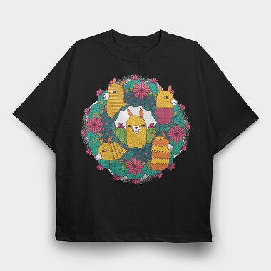 Llama Mandala, Tricou Oversize Barbati (Unisex)