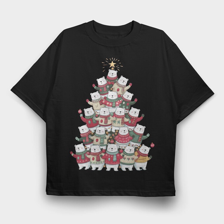 Bears Christmas Tree, Tricou Oversize Barbati (Unisex)