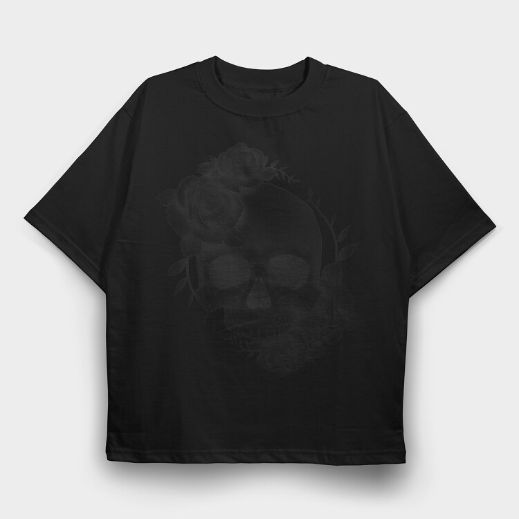 Skull Roses, Tricou Oversize Barbati (Unisex)