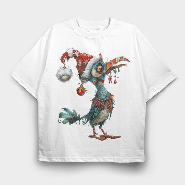 Bird Christmas Hat Ornament, Tricou Oversize Barbati (Unisex)