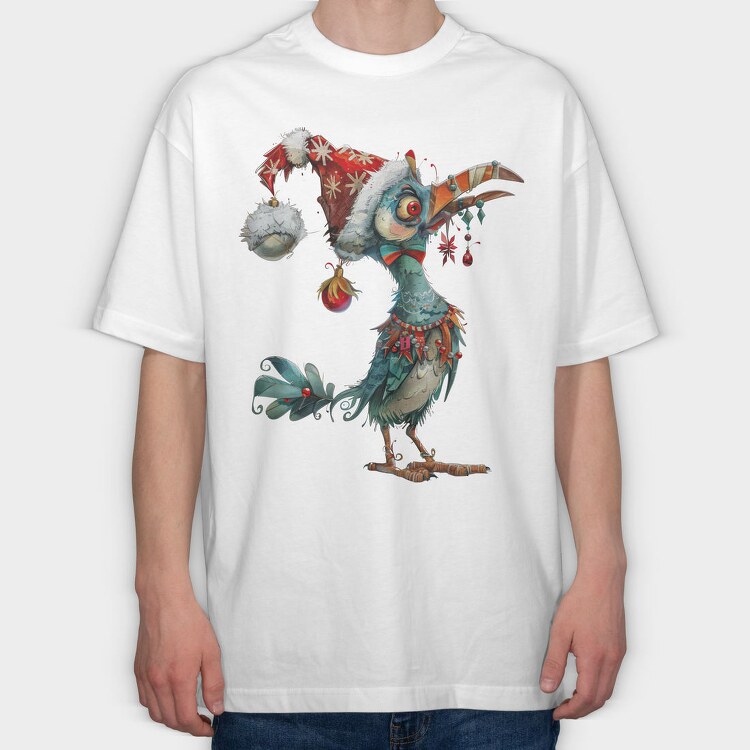 Bird Christmas Hat Ornament, Tricou Oversize Barbati (Unisex)