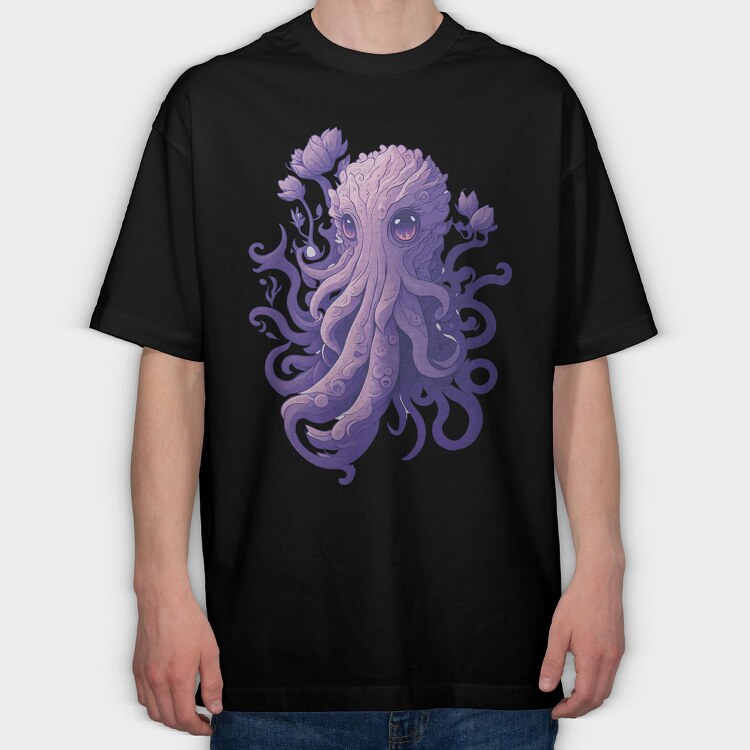 Purple Octopus, Tricou Oversize Barbati (Unisex)