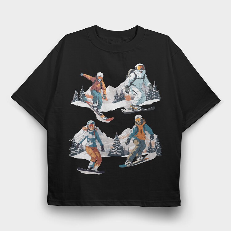 Snowboarder Set, Tricou Oversize Barbati (Unisex)