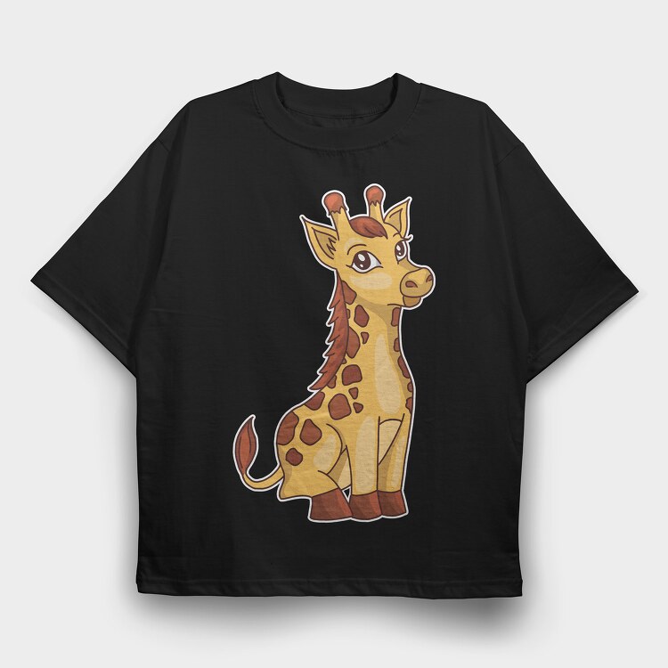 Cute Giraffe Cartoon, Tricou Oversize Barbati (Unisex)