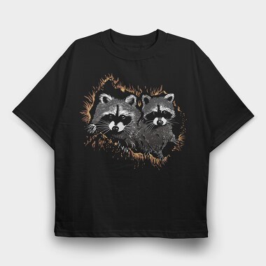 Raccoons Night, Tricou Oversize Barbati (Unisex)