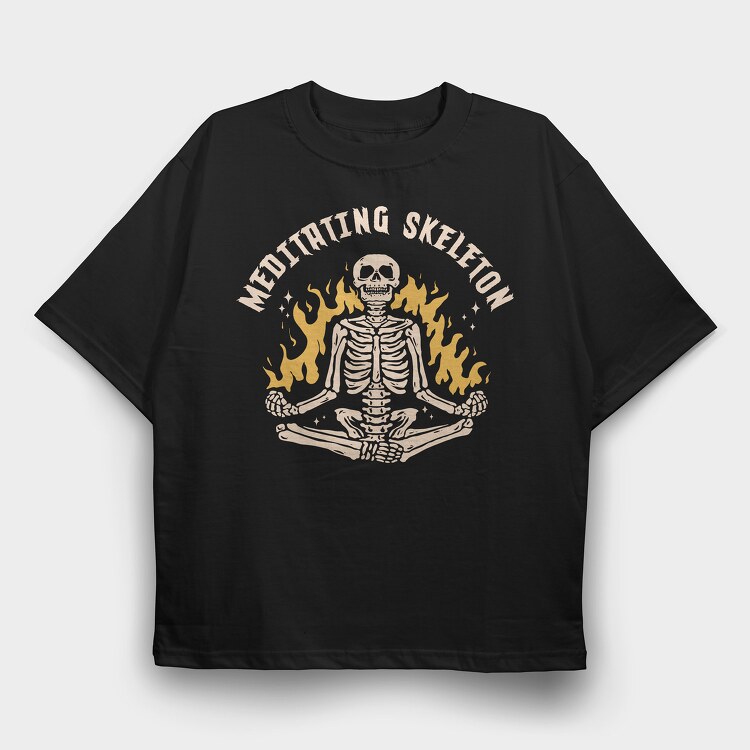 Meditating Skelleton, Tricou Oversize Barbati (Unisex)