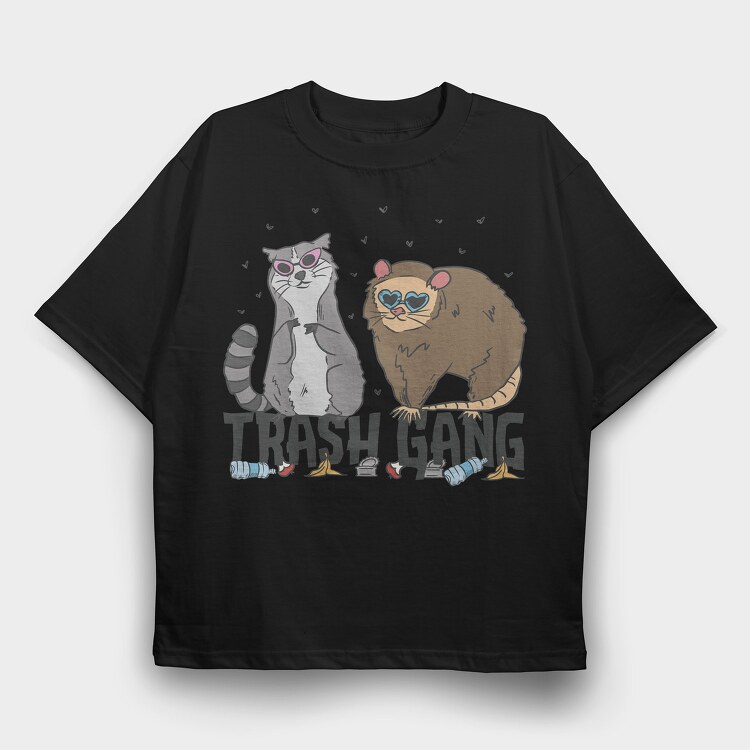 Racoon and Possum Trash Gang, Tricou Oversize Barbati (Unisex)