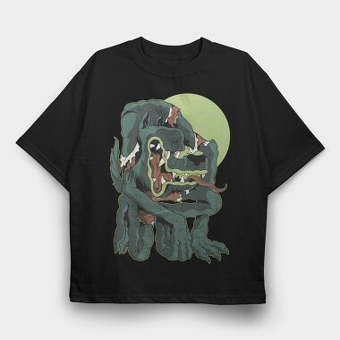Wolf Moon Cartoon, Tricou Oversize Barbati (Unisex)