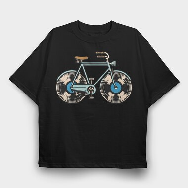 Bike Vinyl, Tricou Oversize Barbati (Unisex)