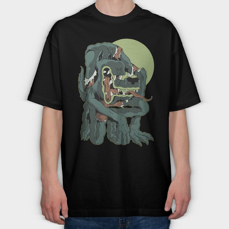 Wolf Moon Cartoon, Tricou Oversize Barbati (Unisex)