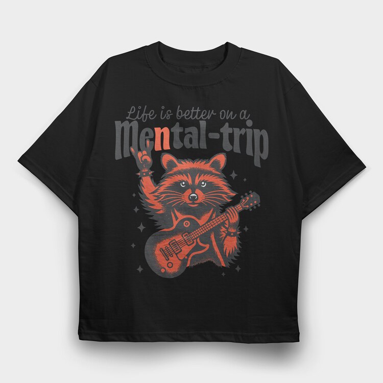 Racoon Mental Trip, Tricou Oversize Barbati (Unisex)