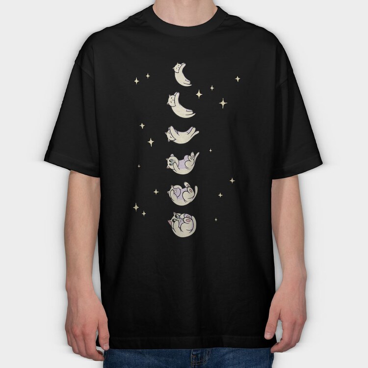 Cat Moon Phases, Tricou Oversize Barbati (Unisex)