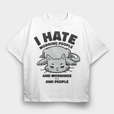 Cat Morning People, Tricou Oversize Barbati (Unisex)