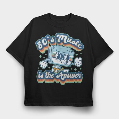 80 S Music Is the Answer, Tricou Oversize Barbati (Unisex)
