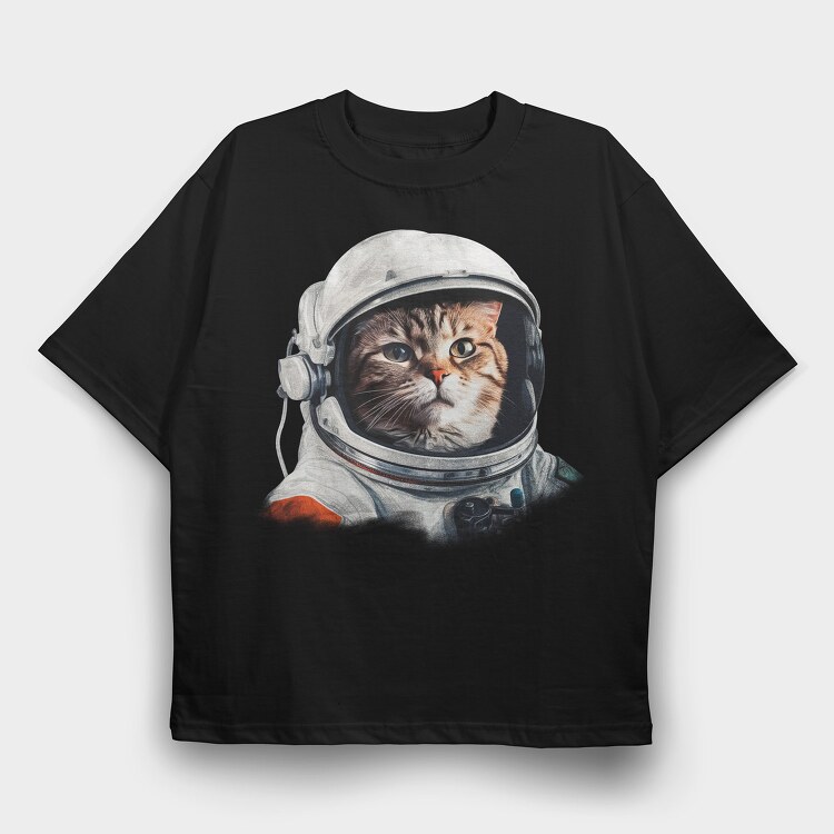 Realistic Astronaut Cat, Tricou Oversize Barbati (Unisex)