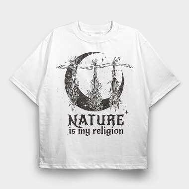 Modern Witch Nature Is My Religion Herbs Sage, Tricou Oversize Barbati (Unisex)