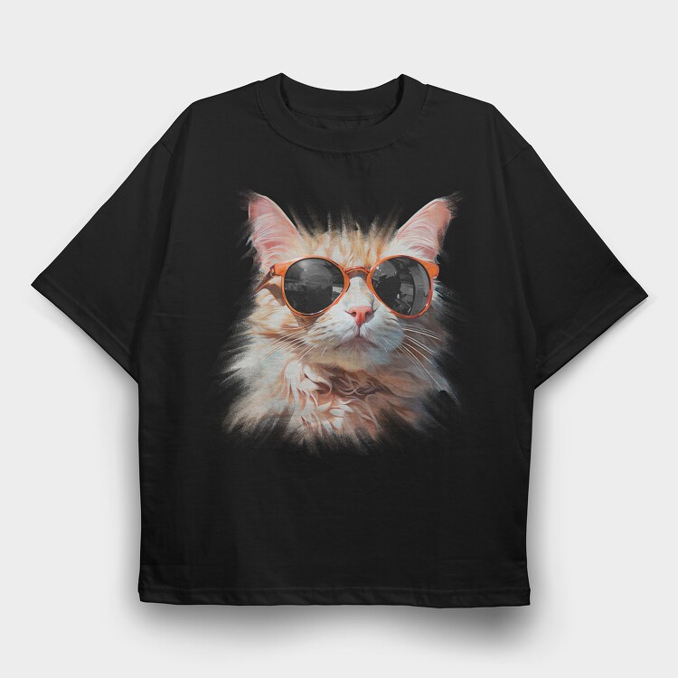 Sunglass Cat, Tricou Oversize Barbati (Unisex)