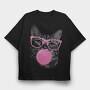 Sunglasses Cat Bubblegum Monochrome, Tricou Oversize Barbati (Unisex)