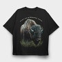 Realistic Bison, Tricou Oversize Barbati (Unisex)