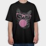 Sunglasses Cat Bubblegum Monochrome, Tricou Oversize Barbati (Unisex)