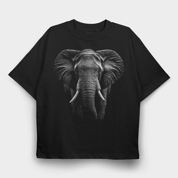 Realistic Elephant, Tricou Oversize Barbati (Unisex)