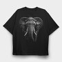 Realistic Elephant, Tricou Oversize Barbati (Unisex)