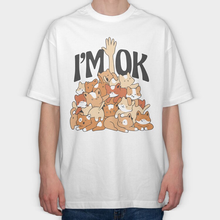 Cat Pile, Tricou Oversize Barbati (Unisex)