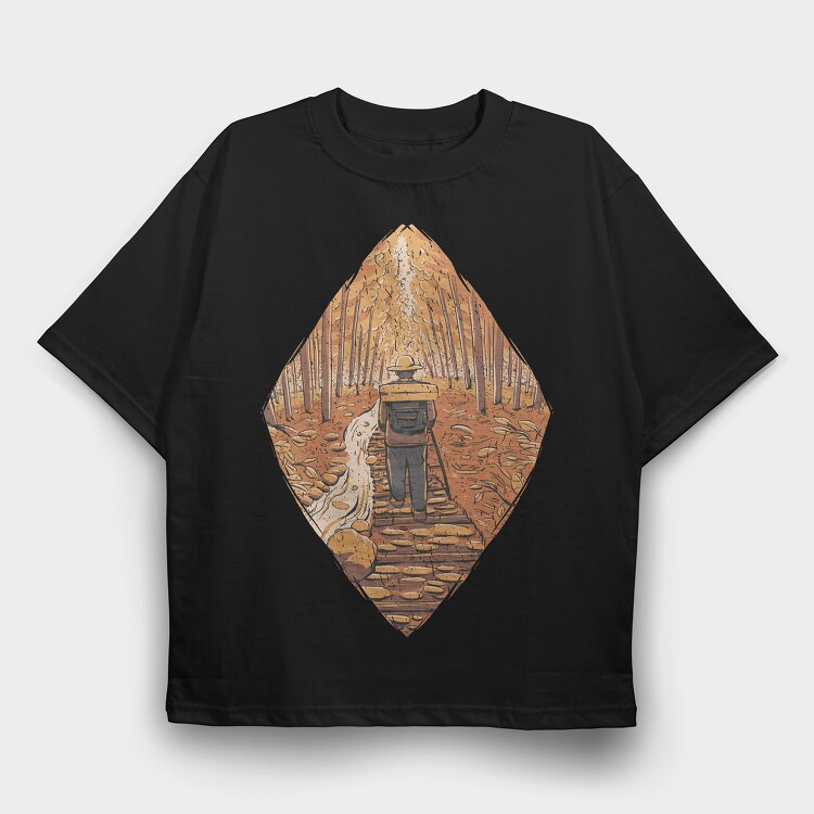 Hiker Autumn Path, Tricou Oversize Barbati (Unisex)
