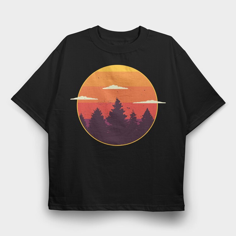 Sunset Trees, Tricou Oversize Barbati (Unisex)
