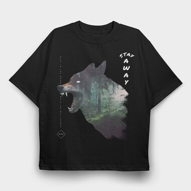 Realistic Forest Wolf, Tricou Oversize Barbati (Unisex)