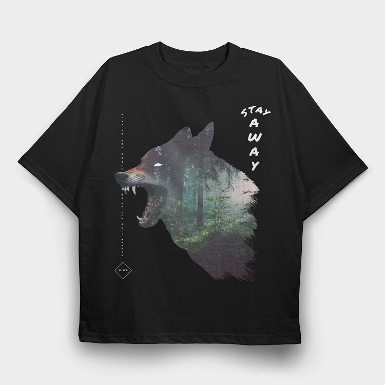Realistic Forest Wolf, Tricou Oversize Barbati (Unisex)