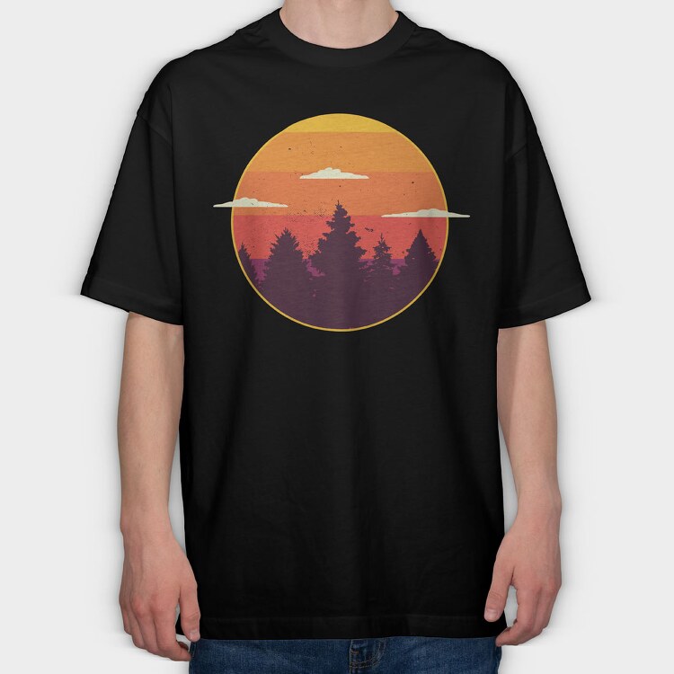 Sunset Trees, Tricou Oversize Barbati (Unisex)