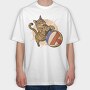 Cat Playing Volleyball, Tricou Oversize Barbati (Unisex)
