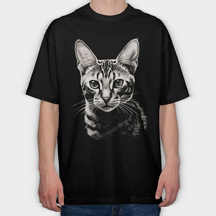 Cat Portrait, Tricou Oversize Barbati (Unisex)