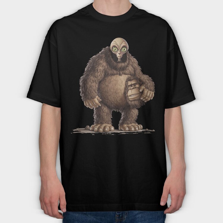 Alien Bigfoot Costume, Tricou Oversize Barbati (Unisex)