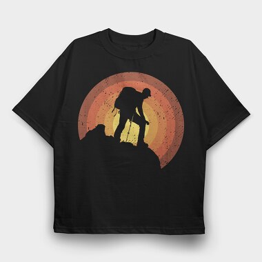 Hiker Sunset, Tricou Oversize Barbati (Unisex)