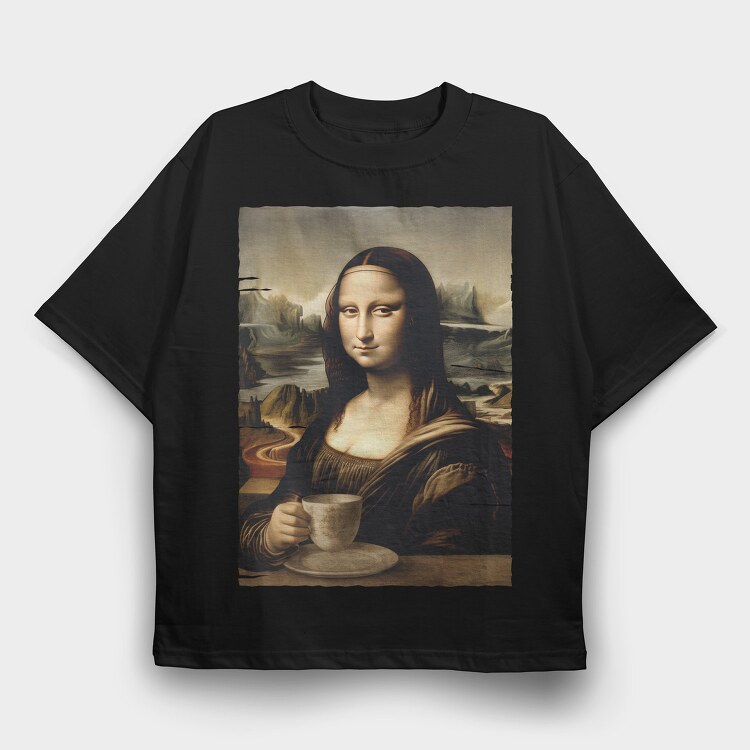 Monalisa Coffee, Tricou Oversize Barbati (Unisex)