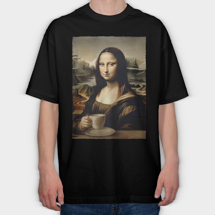 Monalisa Coffee, Tricou Oversize Barbati (Unisex)