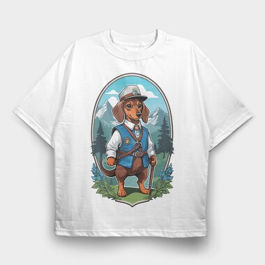 Hiking Dog, Tricou Oversize Barbati (Unisex)