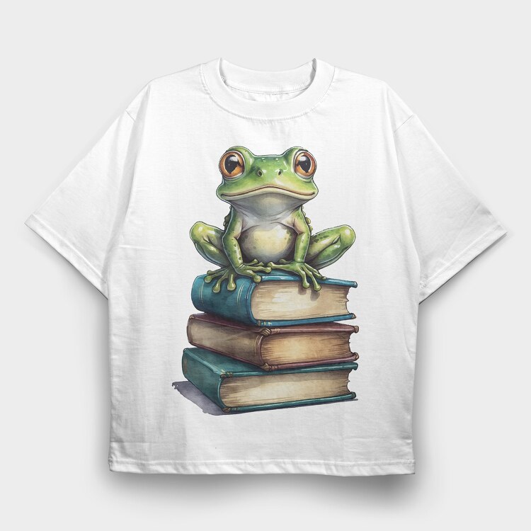 Realistic Frog Books, Tricou Oversize Barbati (Unisex)
