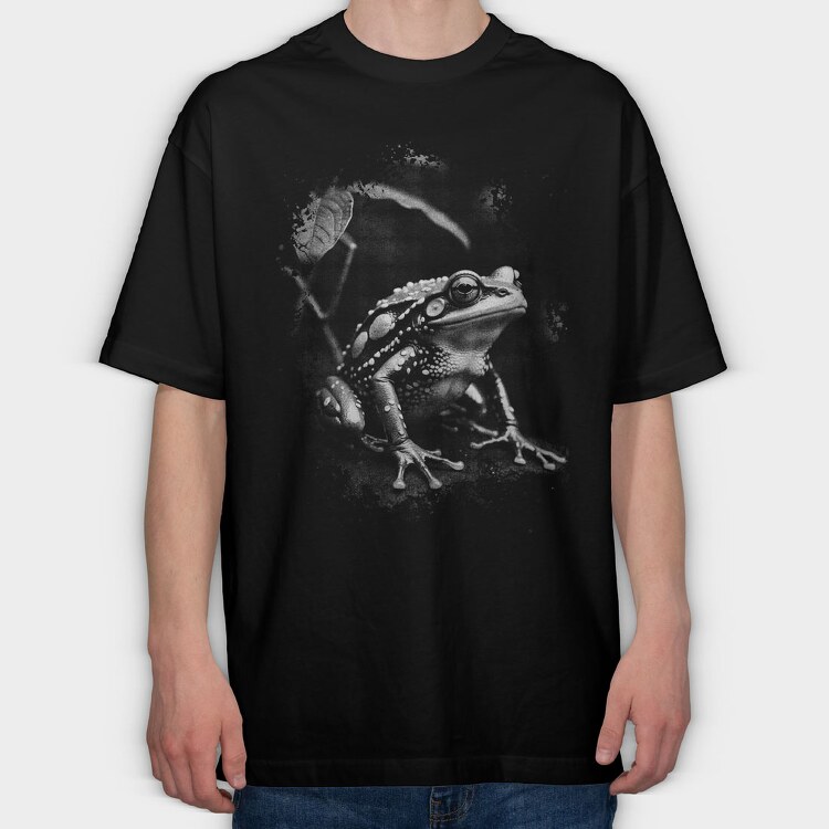 Realistic Frog in Nature, Tricou Oversize Barbati (Unisex)